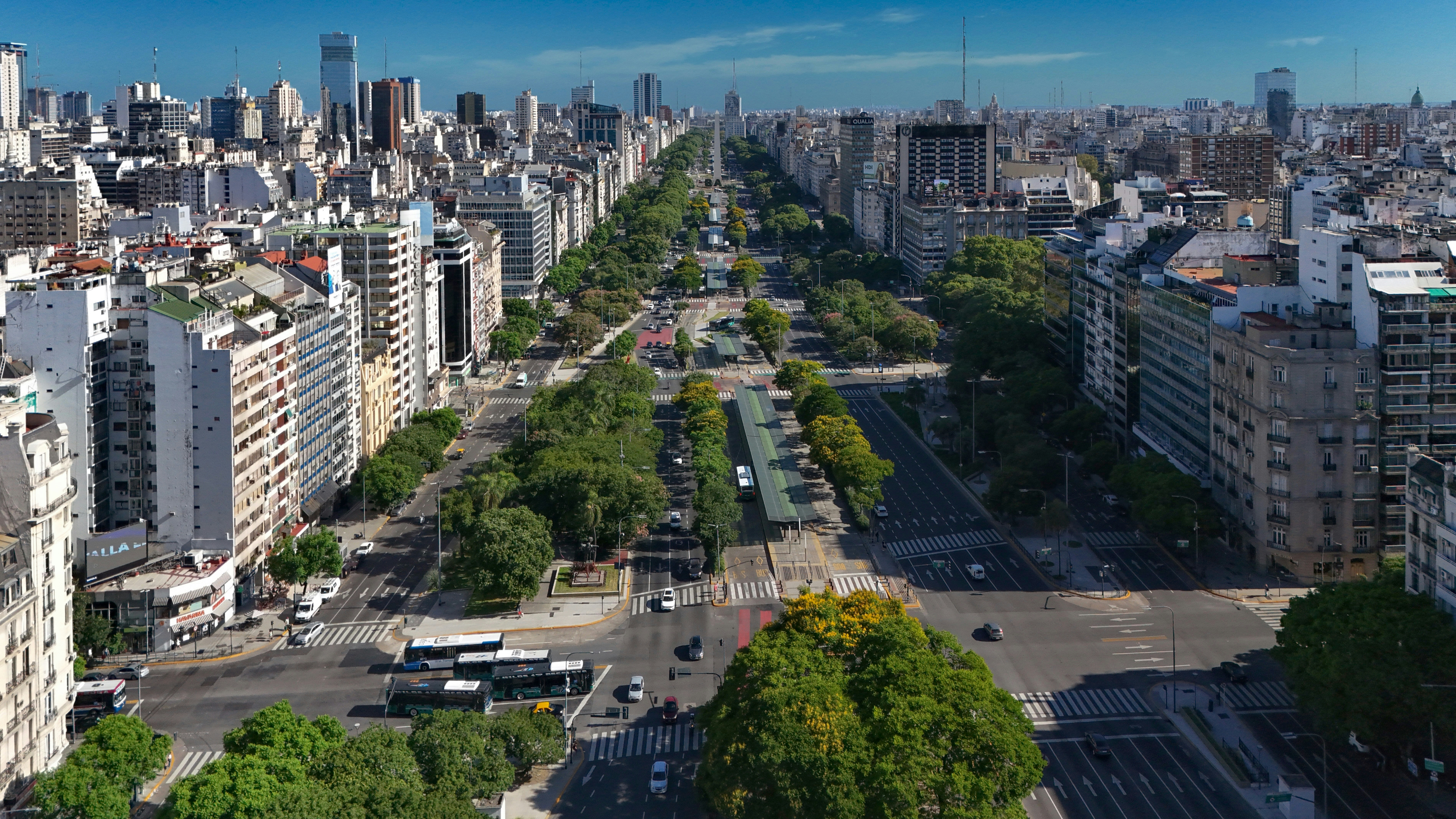 Aerial view of high-rise buildings