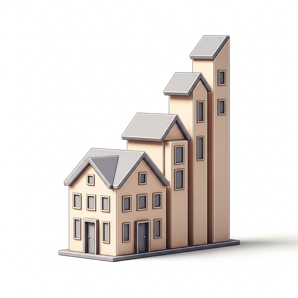 3D icon of a building growing